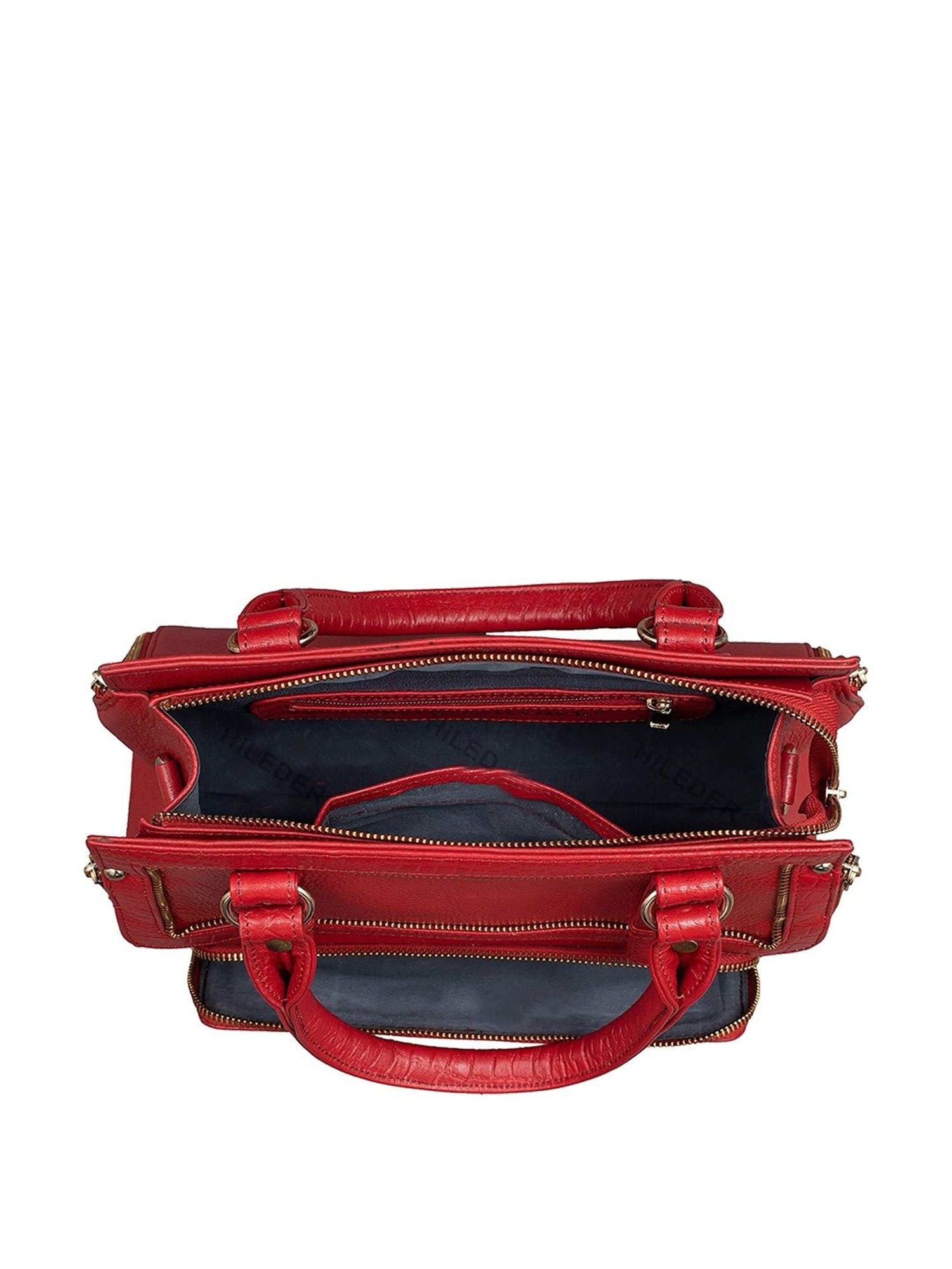 HiLEDER Red Solid Medium Satchel Handbag