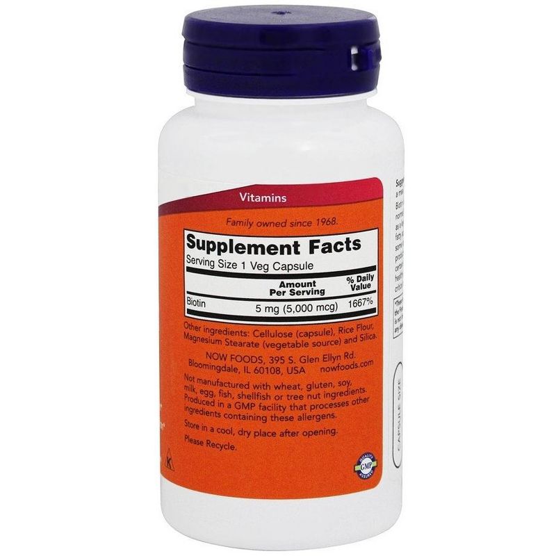 NOW Foods Biotin 5000 mcg. Vitamin B  -  60 Count
