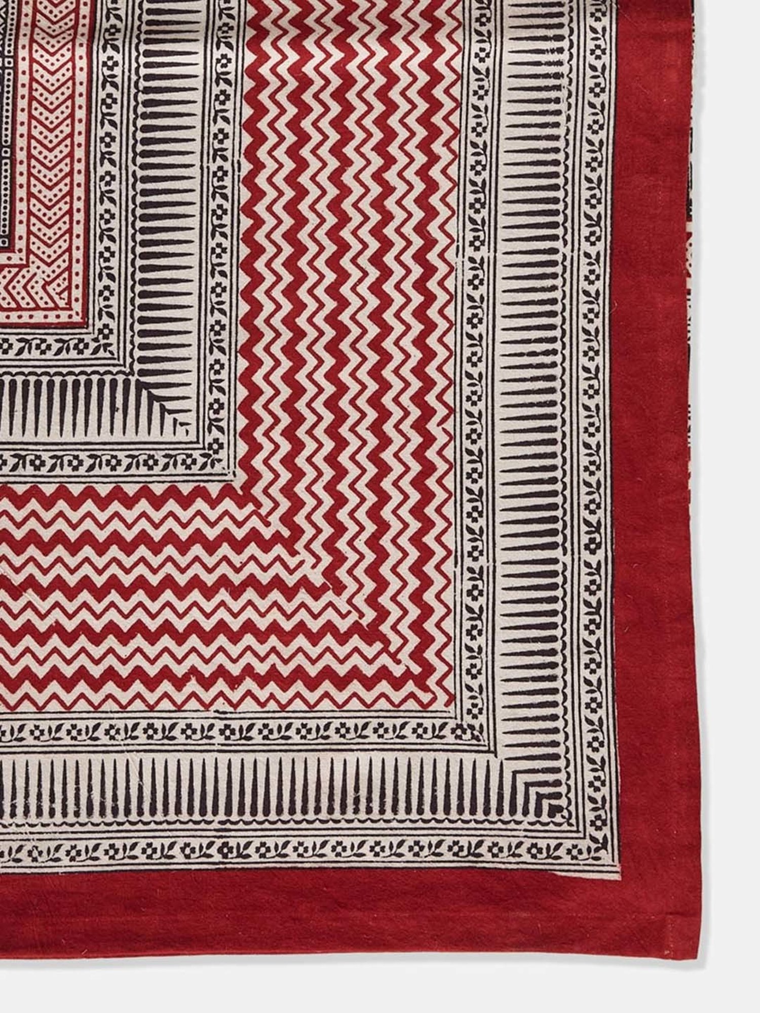 Fabindia Home Baghni Maroon & Black 125 TC Cotton Double Bed Cover