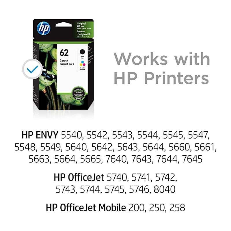 62 | 2 Ink Cartridges | Black Tricolor | C2P04AN C2P06AN N9H64FN