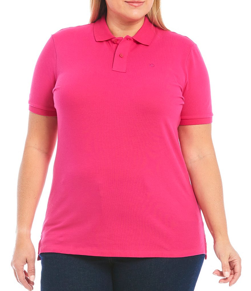 Lauren Ralph Lauren Plus Size Polo Neck Short Sleeve Pique Polo Shirt