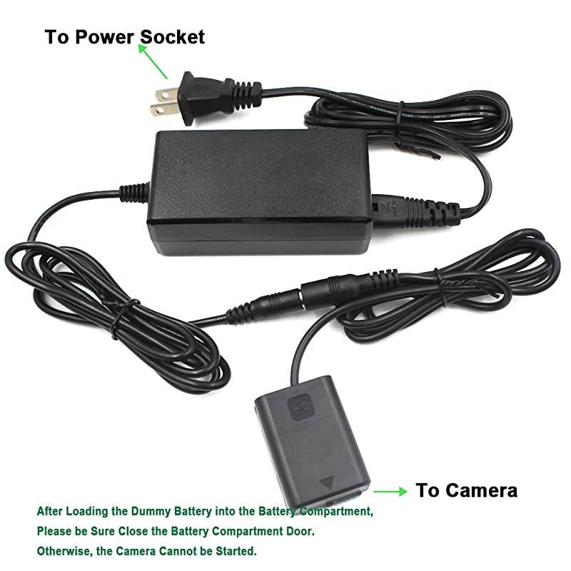 AC Adapter Power Supply DC Coupler Kit Replacement NPFW50 Battery Suit for Sony Alpha A6000 A6100 A6500 A6400 A6300 A7 A7II A7RII A7SII A7S A55 A5100 RX10 Cameras