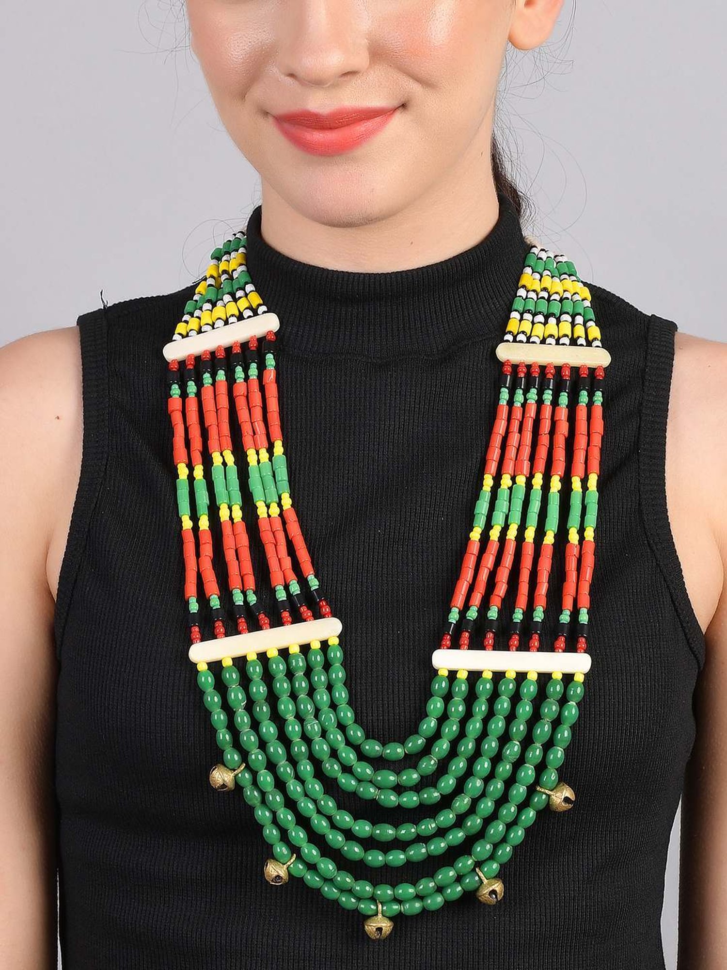 Imli Street Multicolor Vintage Naga Beaded Tribal Necklace