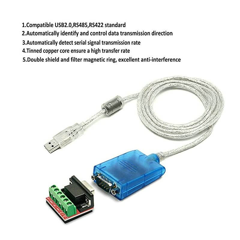 USB to RS422 RS485 Serial Port Converter Adapter Cable with FTDI Chip Support Windows 10 8 7 XP and Mac with ESD Protection 15ft05Meter