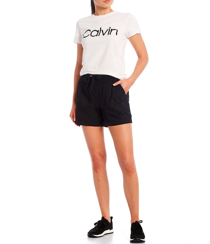 Marc New York Paperbag Waist Sueded Jersey Drawstring Shorts