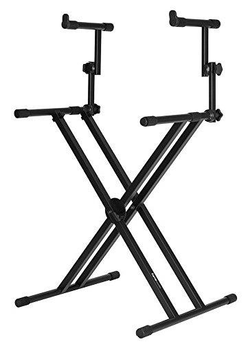 gator frameworks deluxe two tier xstyle keyboard stand with adjustable height and leveling feet black gfwkey5100x