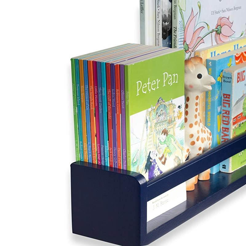 Decor Wall Shelves 3 Shelf Set Floating Bookshelves for Baby amp Kids Room Book Organizer Storage Ledge Display Holder for Toys CDs Spice Rack Ships Assembled Navy Blue