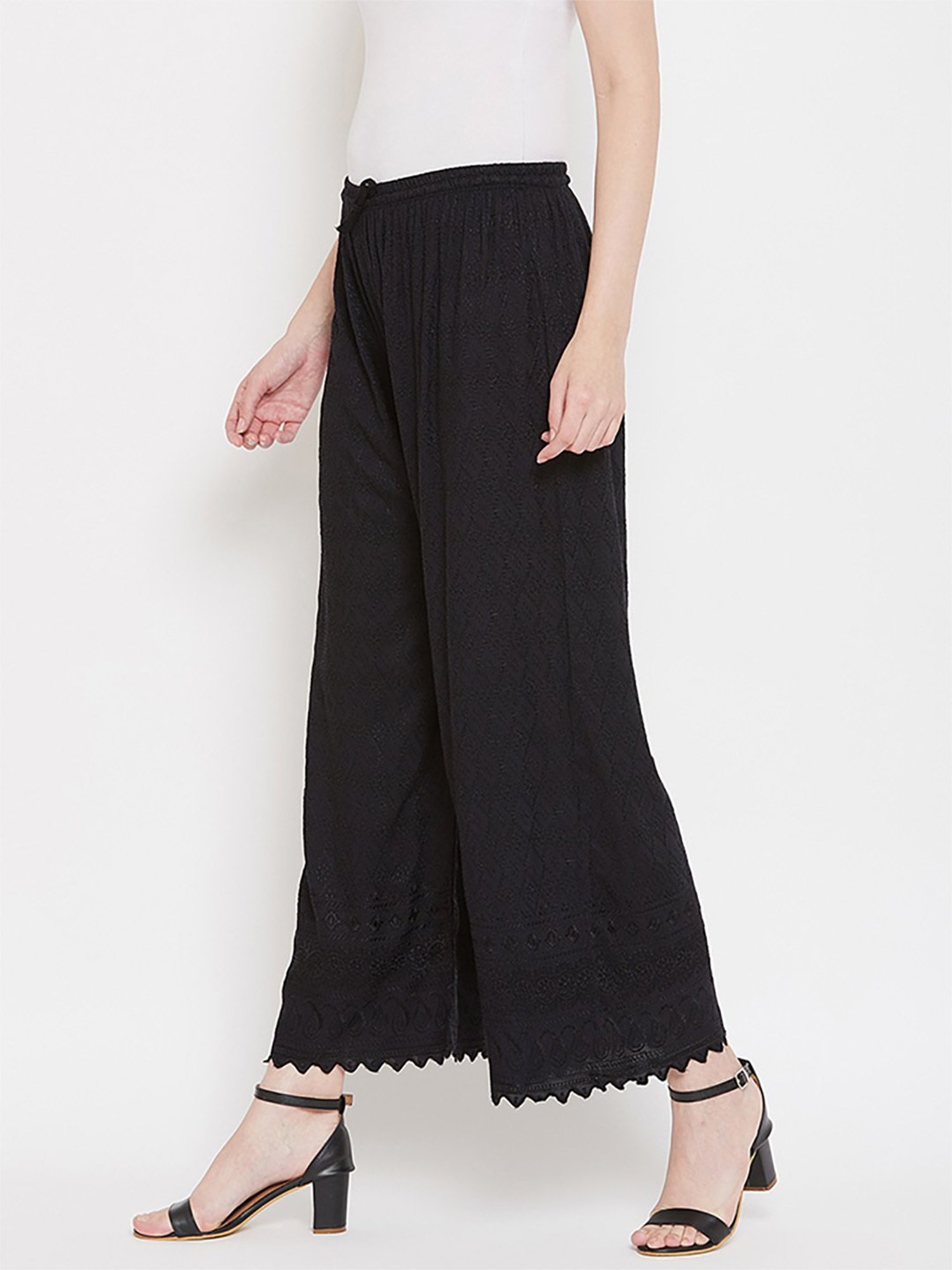 Castle Black Embroidered Palazzos