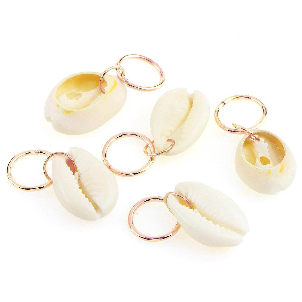50 Pcs Gold Shell Hands Leaves Star Conch Snowflake Pendant Charms Rings Set Hair Clip Headband Accessories for Pierced Braid