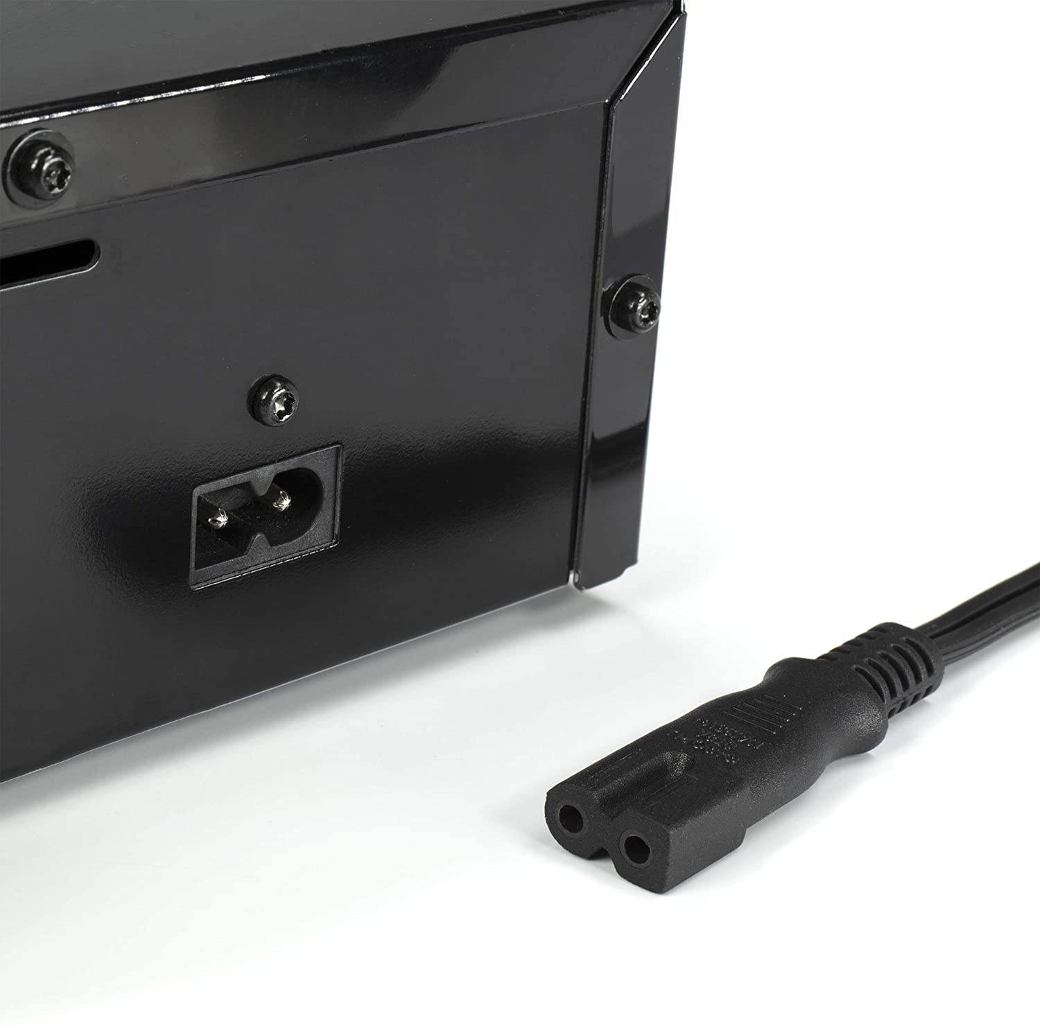 2 Prong Power Cord with Premium Quality Copper Wire Core - Polarized (Square/Round) for Satellite, CATV, Motorola & PS } NEMA 1-15P to C7 / IEC320 - UL Listed - Black, 15ft Power Cable