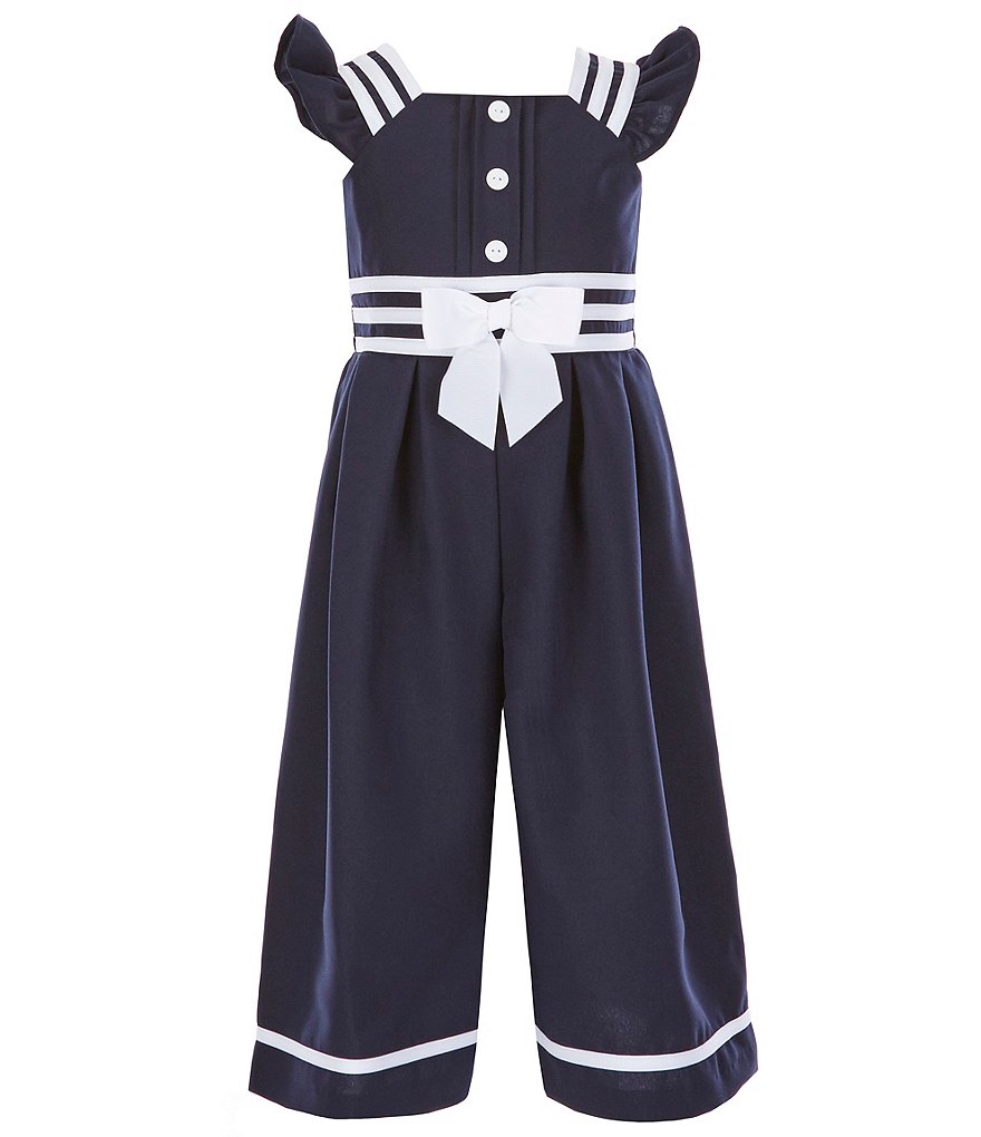 Rare Editions Little Girls 4-6X Printed Chiffon Jumpsuit & Denim Vest Set