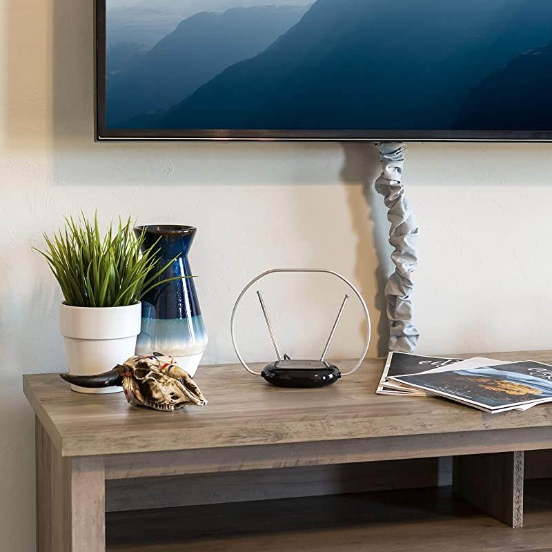 Rabbit Ears Indoor TV Antenna Dipoles and Circular Loop Tabletop Antenna Digital Smart TV Compatible HDTV Antenna 4K 1080P VHF UHF 5Ft Coaxial Cable Black SDV8201B27