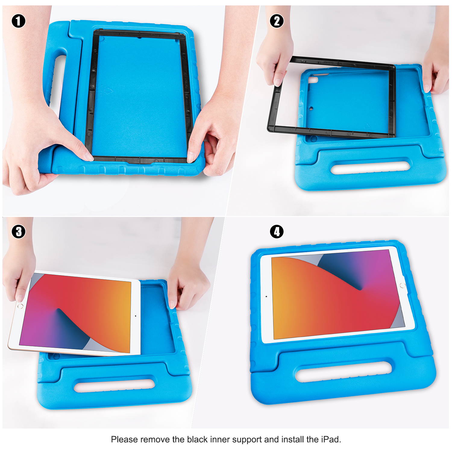 Donwell For iPad Air 4 10.9 inch 2020/iPad Pro 11 inch 2018 Stand Case Cover Kids Folding Handle Shockproof Foam Lightweight Flexible kickstand ,Full Body Rugged Boys Girls EVA Cover