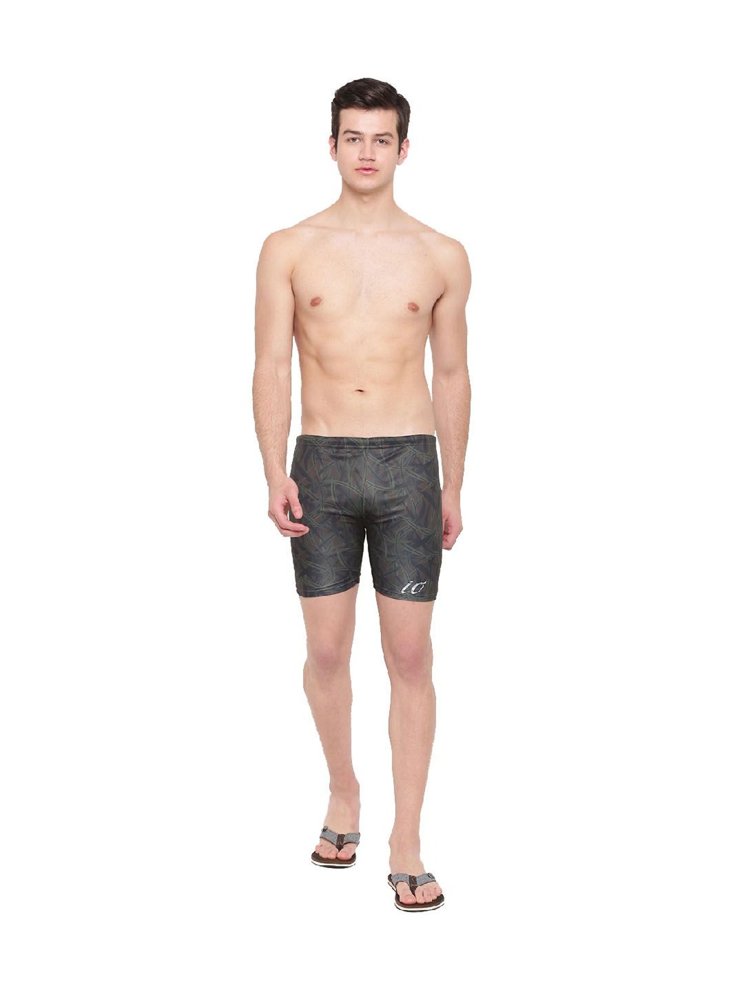 IO Green Camo Skinny Fit Swim Shorts