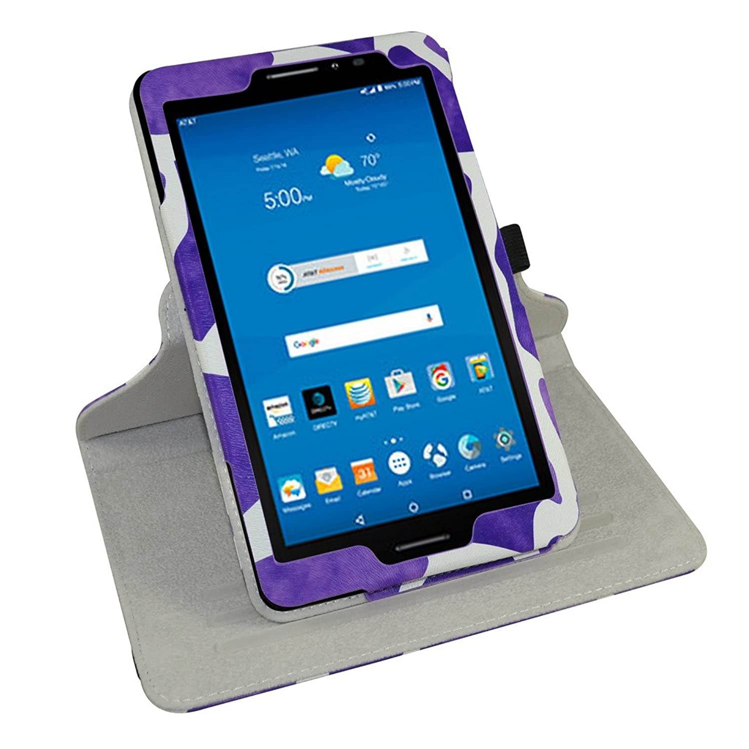 AT&T Trek 2 HD Rotating Case (Model 6461A),Mama Mouth 360 Degree Rotary Stand with Cute Cover for 8" ZTE Trek 2 HD K88 /ZPad 8 K81 Android Tablet,Giraffe Purple