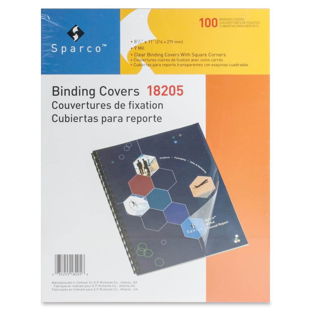 Sparco Presentatn Covers Sqre Cnr Pln 9mil 11"x8-1/2" 100/BX CL 18205