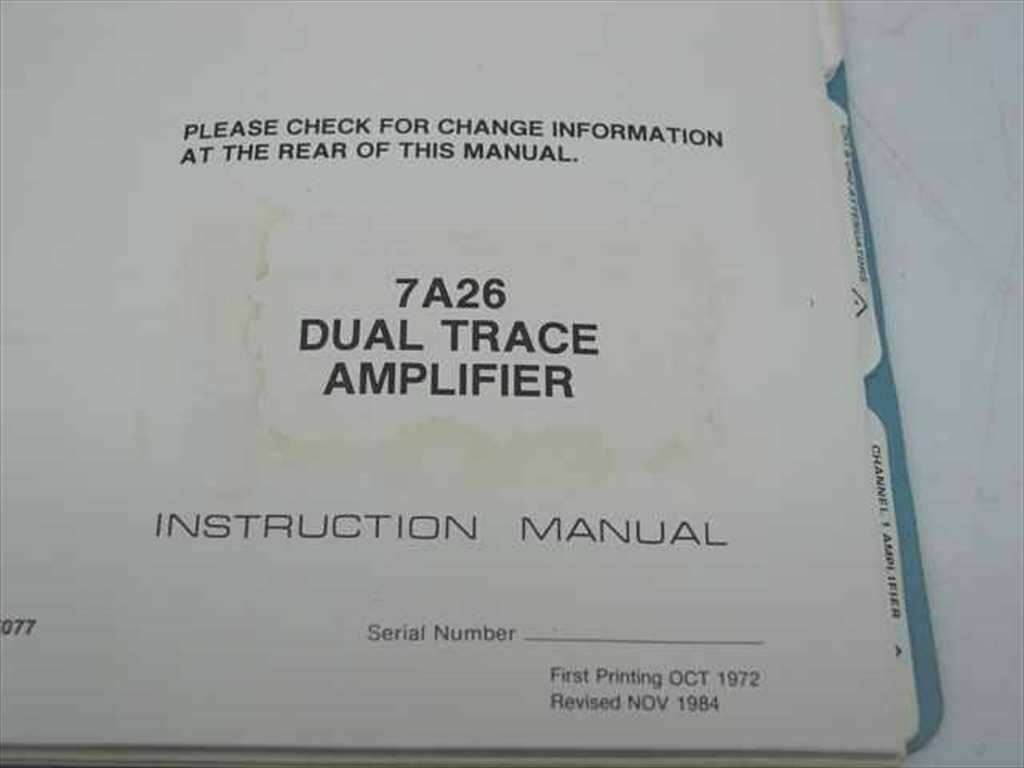 Tektronix 070-1484-01  7A26 Dual Trace Amplifier Instruction Manual