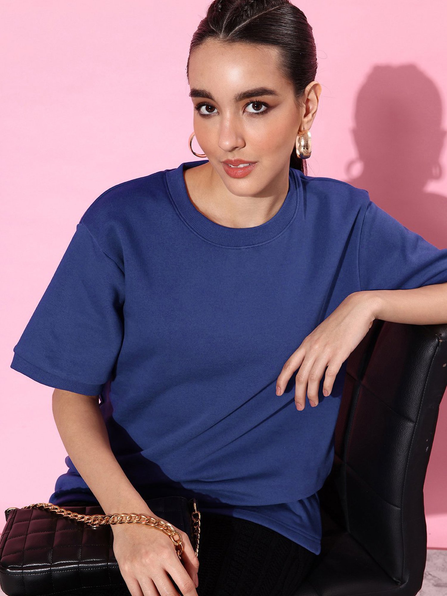 Dillinger Blue Fleece Relaxed Fit Oversized Sweatshirt