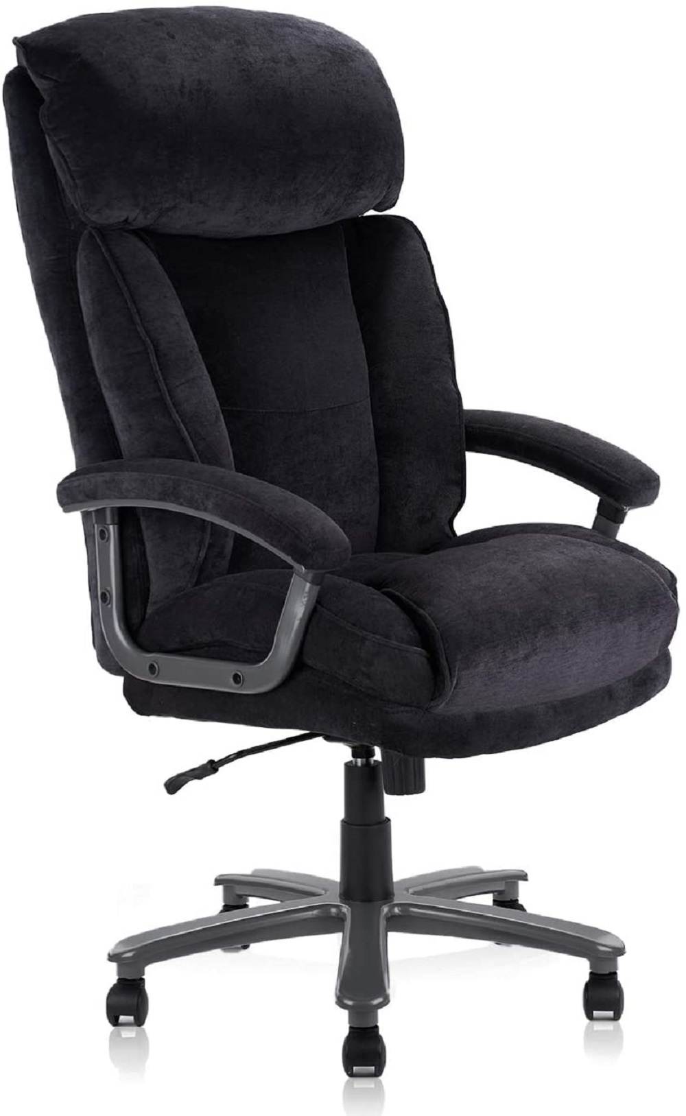 COLAMY Ergonomic Big and Tall Executive Office Chair with Upholstered Swivel 400lbs High Capacity Adjustable Height Thick Padding Headrest and Armrest for Home Office Black