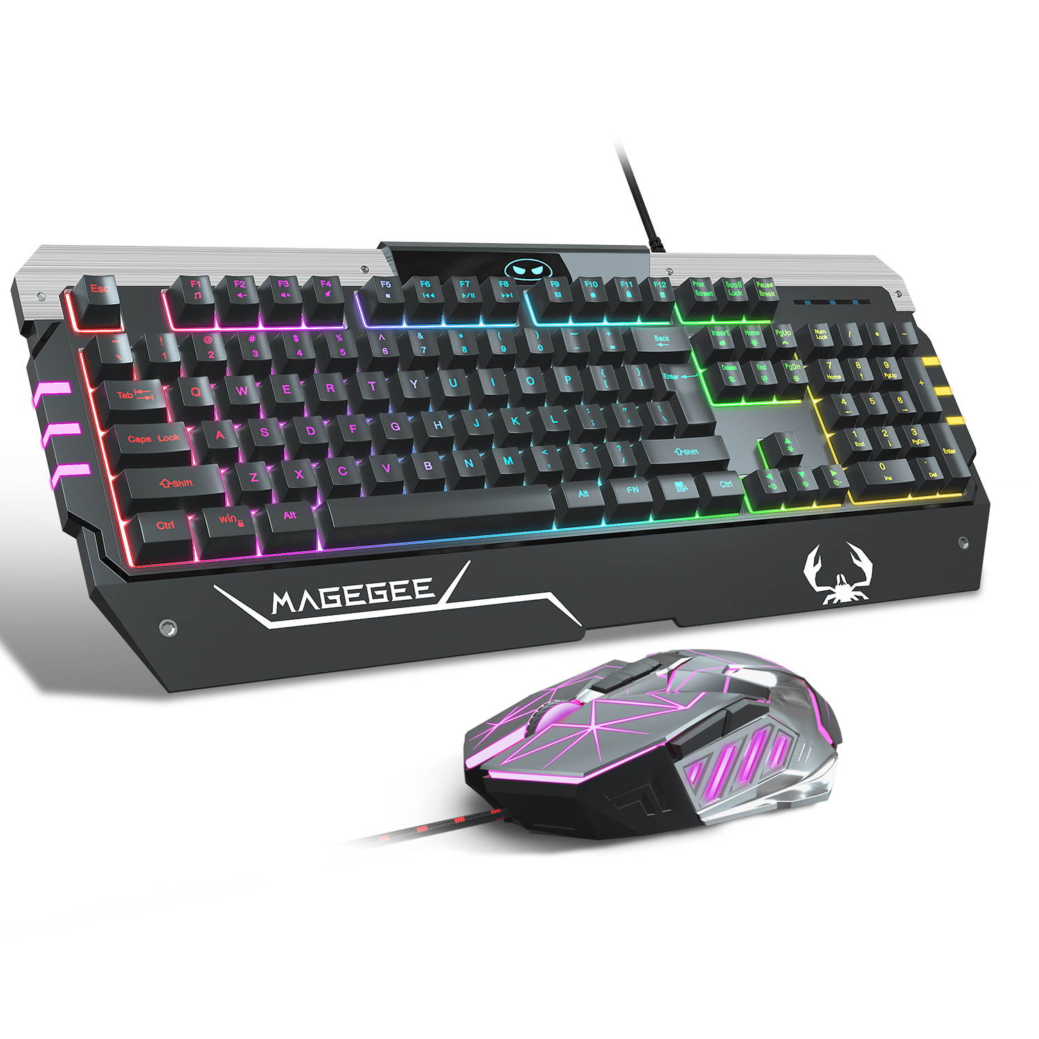 USB RGB Gaming Keyboard and Mouse Combo, GT817 104 Key Rainbow Backlit Keyboard and Mouse Set, Computer Keyboard USB Wired Mouse for Windows PC Gamers (RGB Backlit)