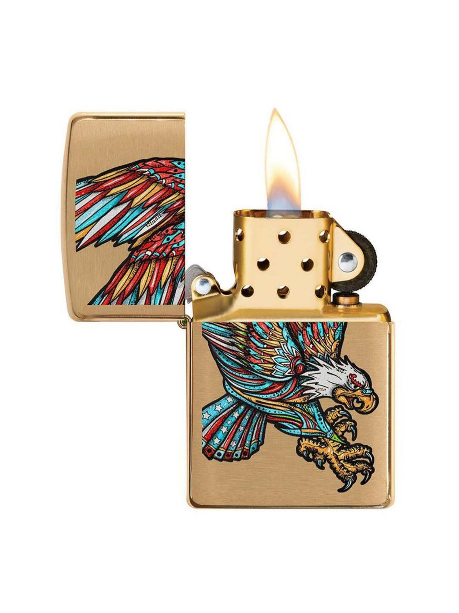 Zippo Multicolor Tattoo Eagle Design Brass Pocket Lighter