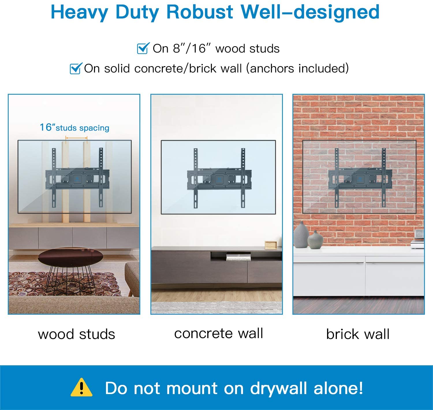 TV Wall Mount Bracket Full Motion Dual Swivel Articulating Arms Extension Tilt Rotation, Fits Most 26-55 Inch LED, LCD, OLED Flat&Curved TVs, Max VESA 400x400mm and Holds up to 99lbs