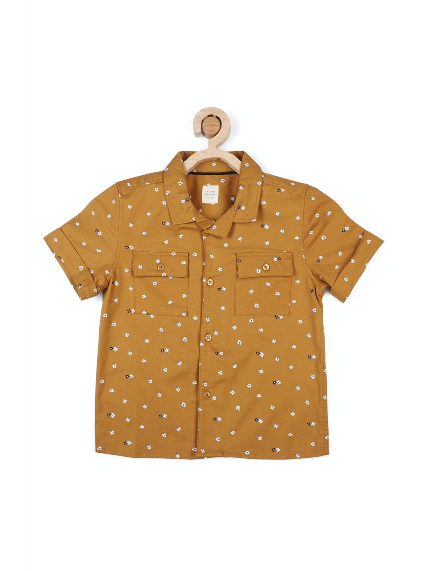 Peter England Kids Brown Floral Print Shirt