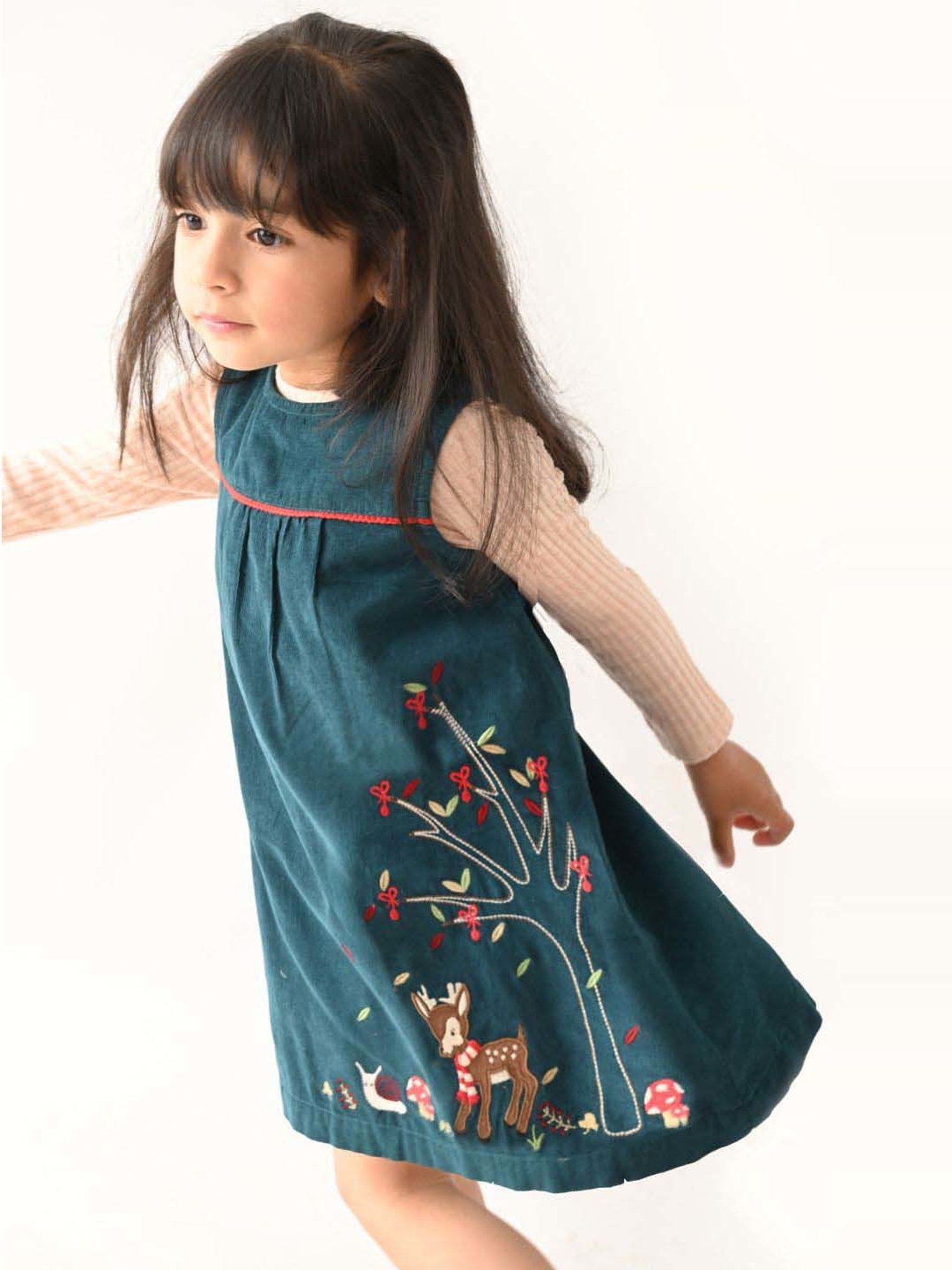 Beebay Kids Teal Blue Cotton Embroidered Dress