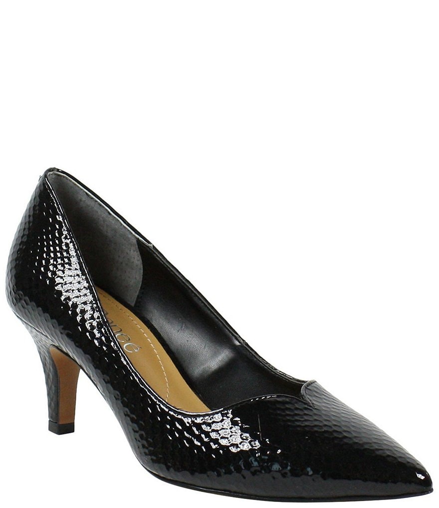 J. Renee Abigaile Patent Embossed Snake Print Pumps