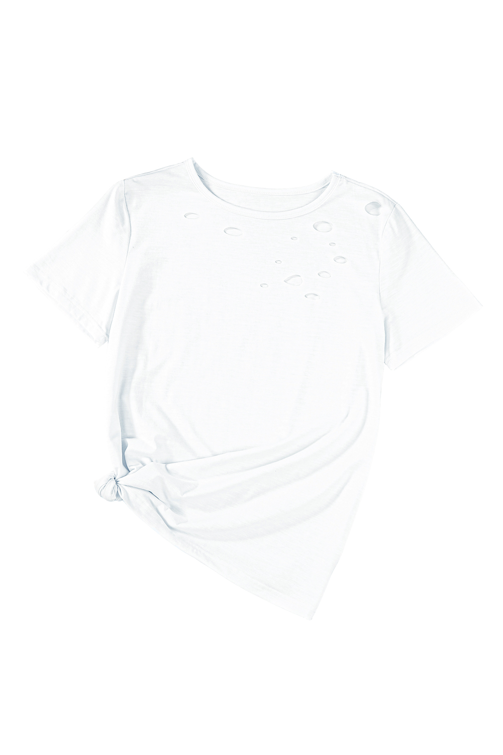 Blank T Shirt - White Distressed Short Sleeve Summer Plain T-Shirt Customized