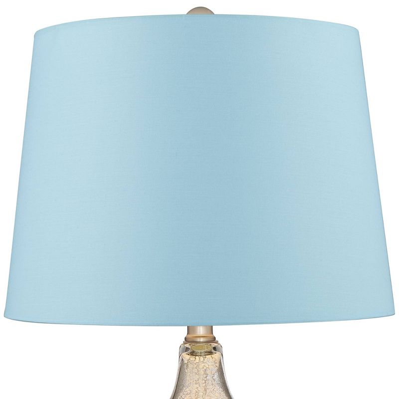 360 Lighting Castine Mercury Glass Blue Hardback USB Table Lamps Set of 2