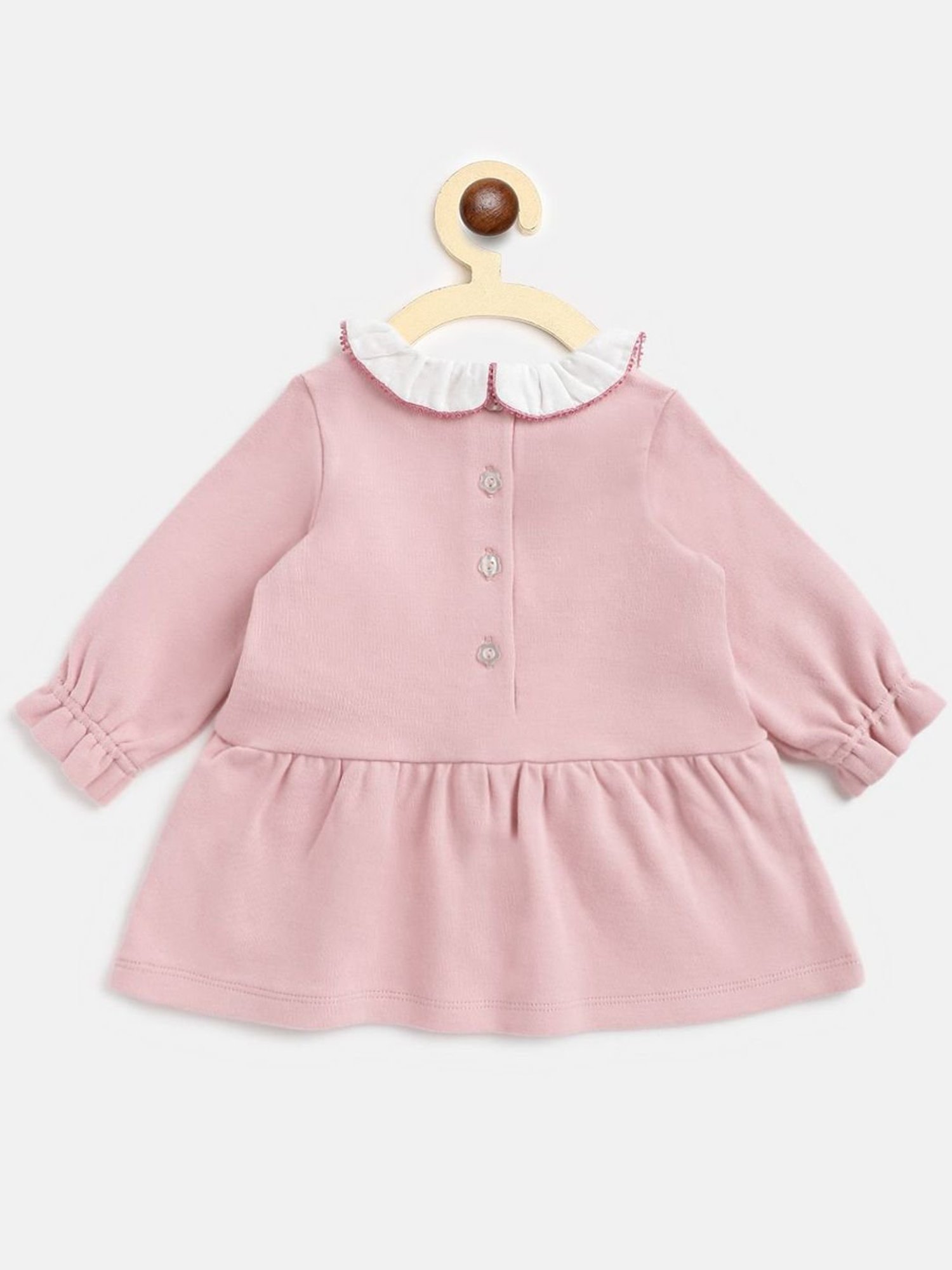 Chicco Kids Pink & White Cotton Printed Full Sleeves Dress