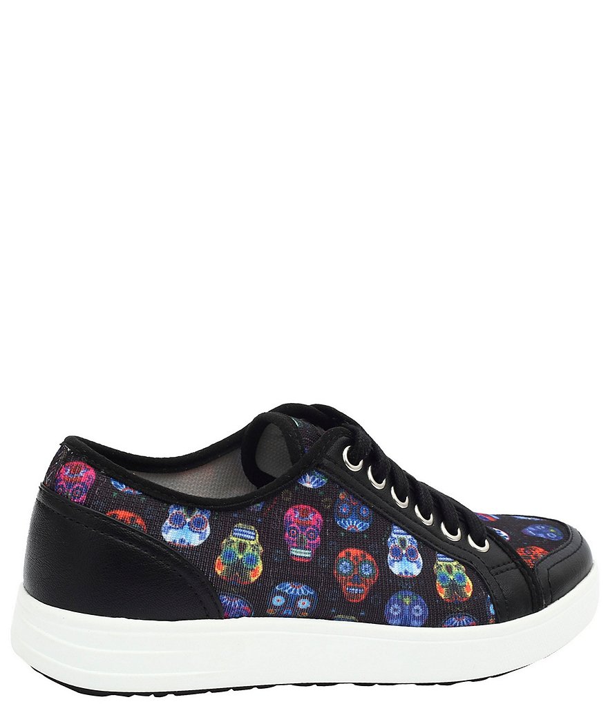 Traq by Alegria Sneaq Sugar Skulls Print Dream Fit Knit Pedometer Sneakers