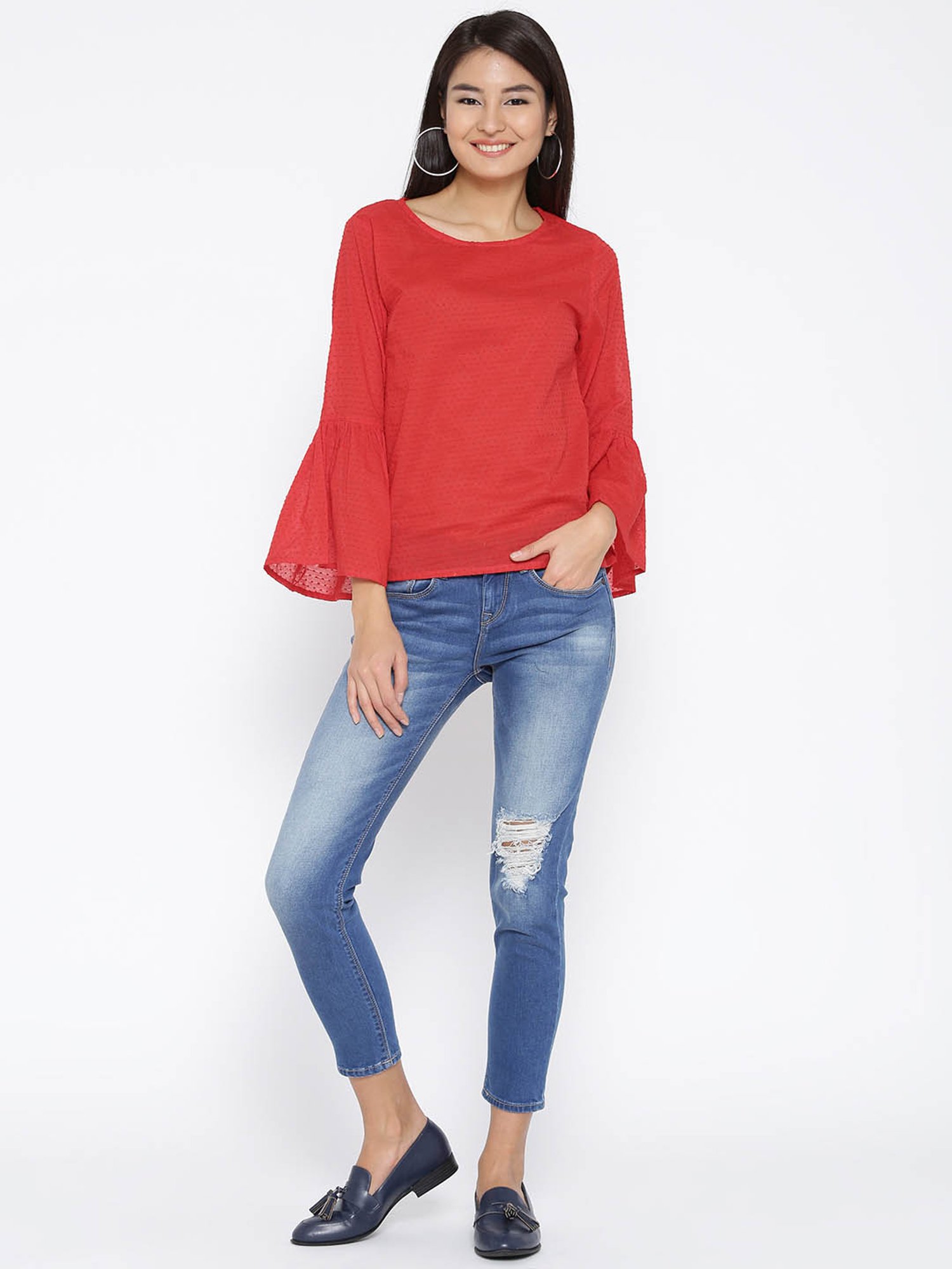 Sera Red Printed Top