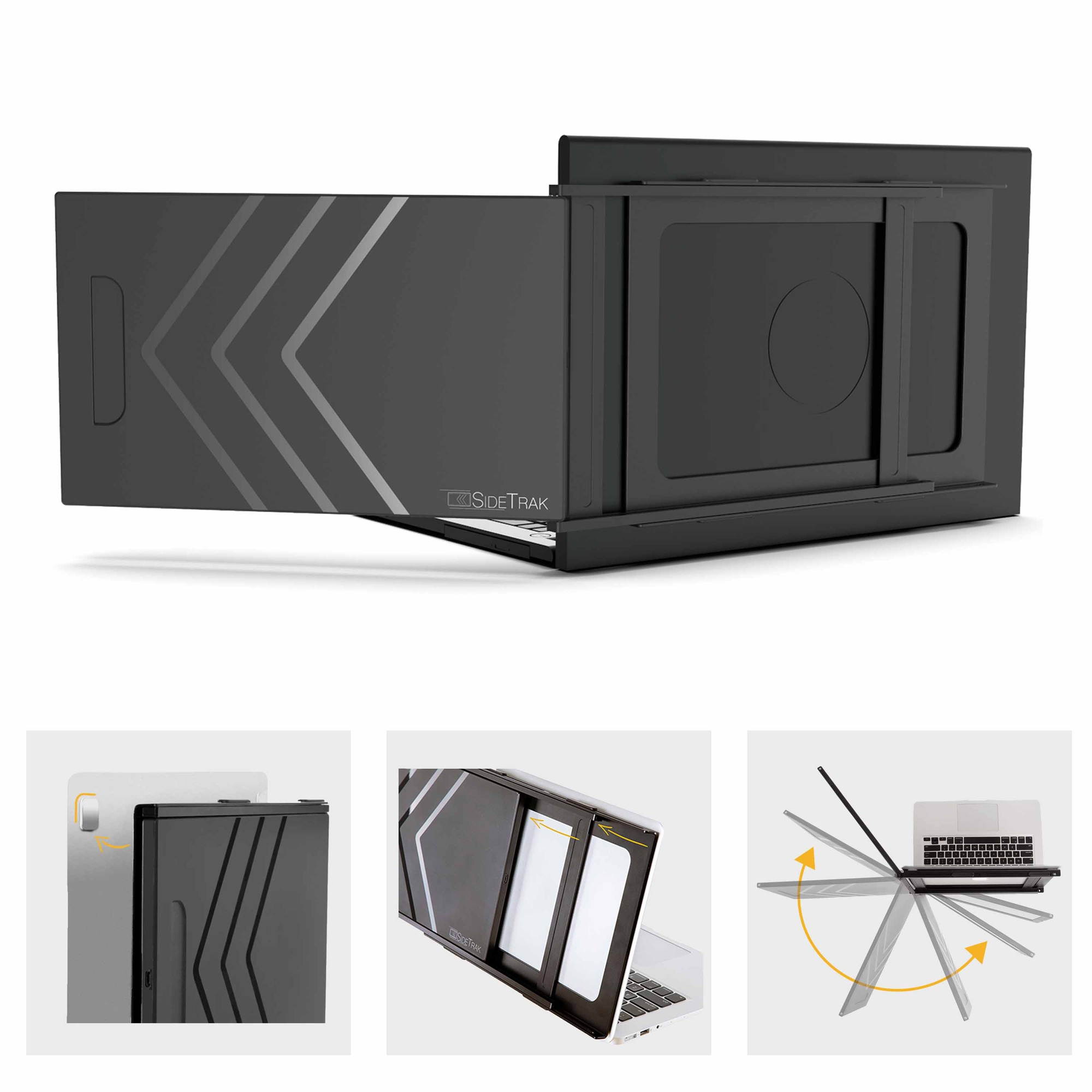 SideTrak Slide Portable Monitor 12.5" Screen with Carrying Case - Attaches to Your Laptop for Easy Travel - Efficient USB Power - Fits Mac and PC 13"-17" Laptops - Full HD IPS Display (Patent Pending)