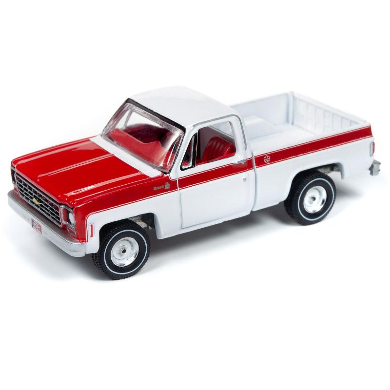 1976 Chevrolet Scottsdale C10 Fleetside Pickup Truck "Olympic Ed" White & Red Ltd Ed 11020 pcs 1/64 Diecast by Autoworld