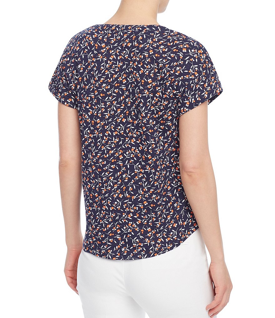 Jones New York Split V-Neck Multi Cotton Dolman Top