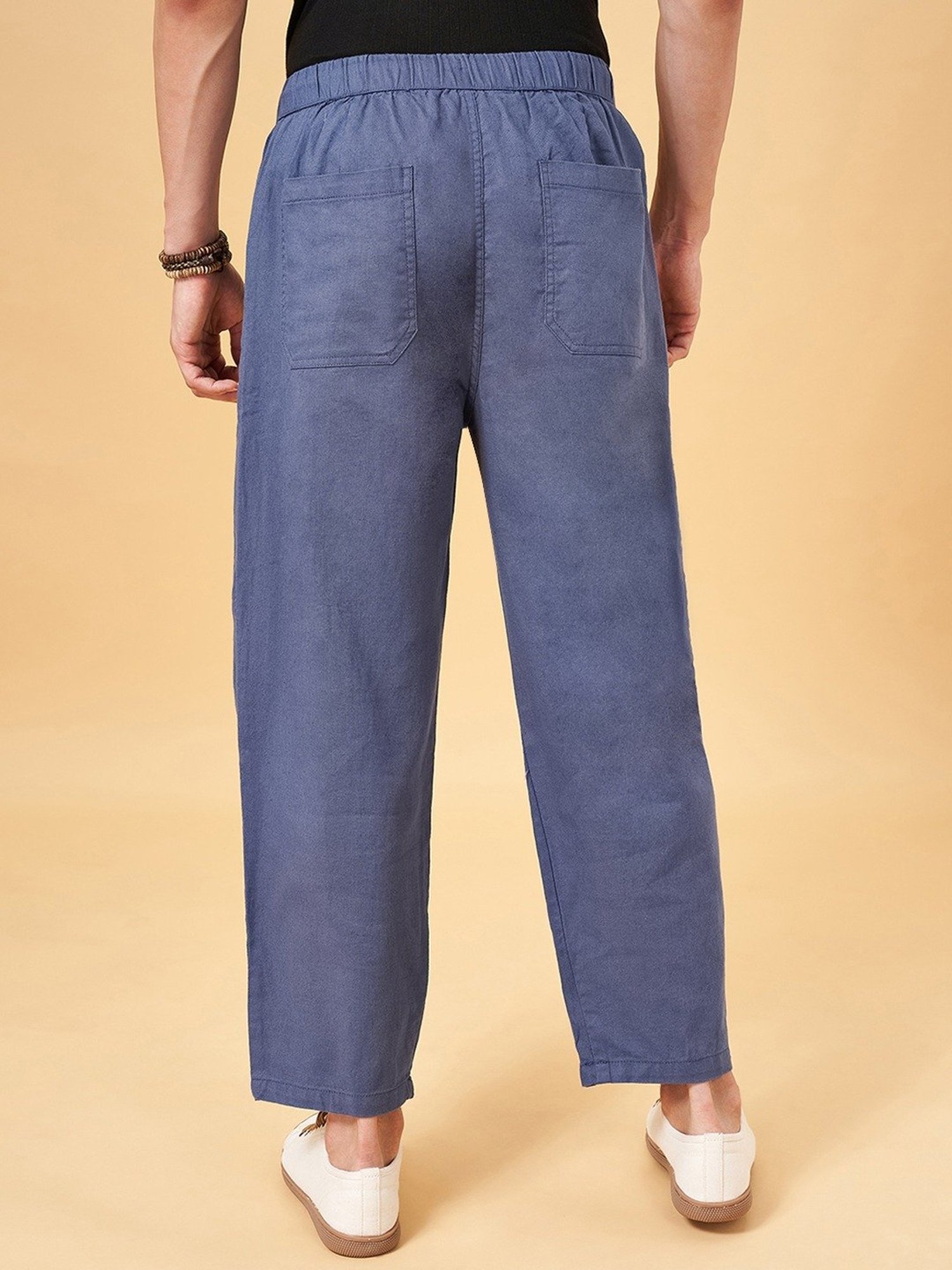 7 Alt by Pantaloons Teal Relaxed Fit Trousers