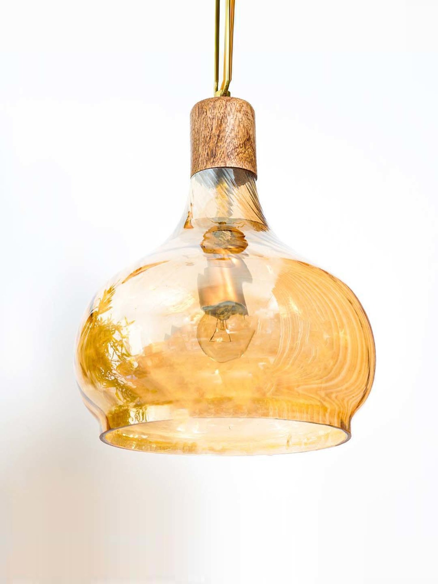 Kapoor Lamp Shades Amber Glass Optica Hanging Light