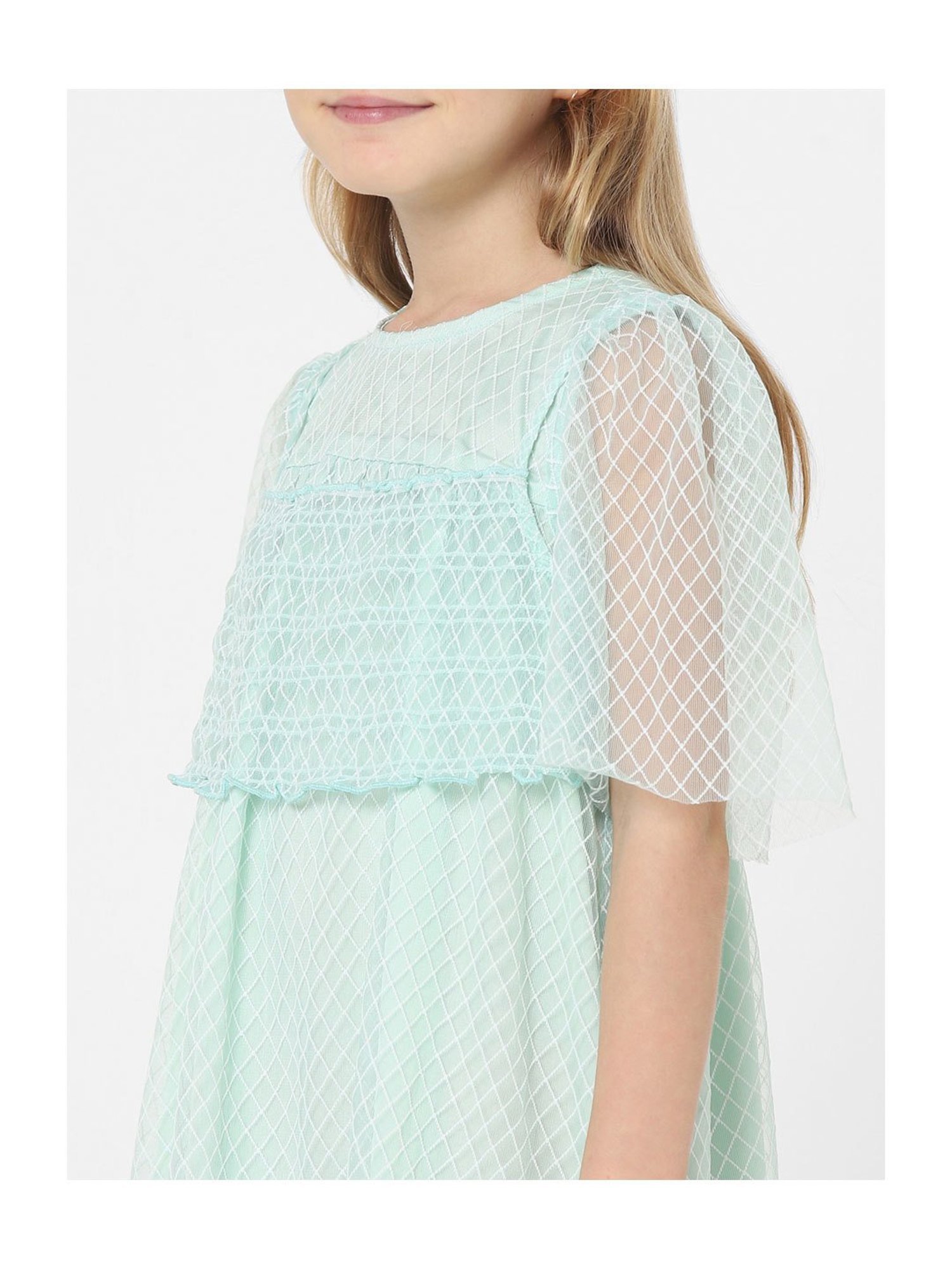 KIDS ONLY Green Self Design Dress