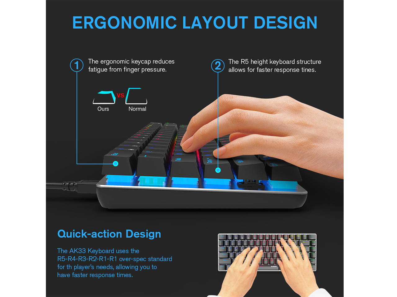 RGB Mechanical Keyboard, 82 Keys Layout, Black Switches, LED Backlit, Aluminum Portable Wired Gaming Keyboard, Pluggable Cable, for Games Work and Daily Use, Black