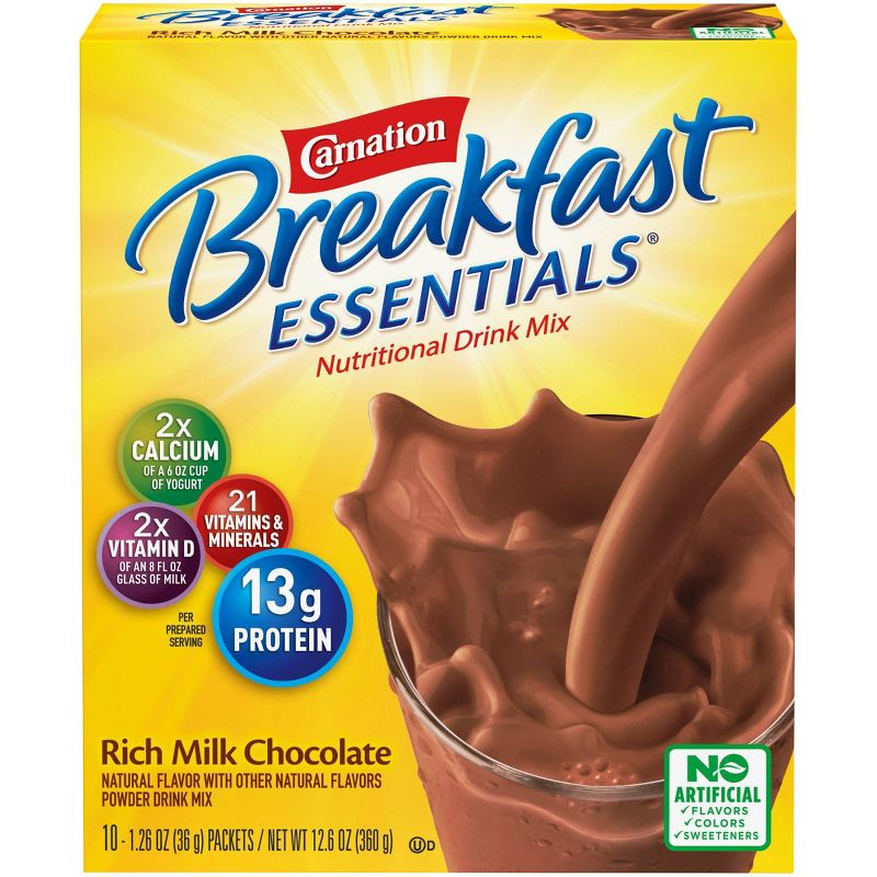 Carnation Breakfast Essentials Powder Drink Mix Rich Milk Chocolate - 10ct/12.6oz