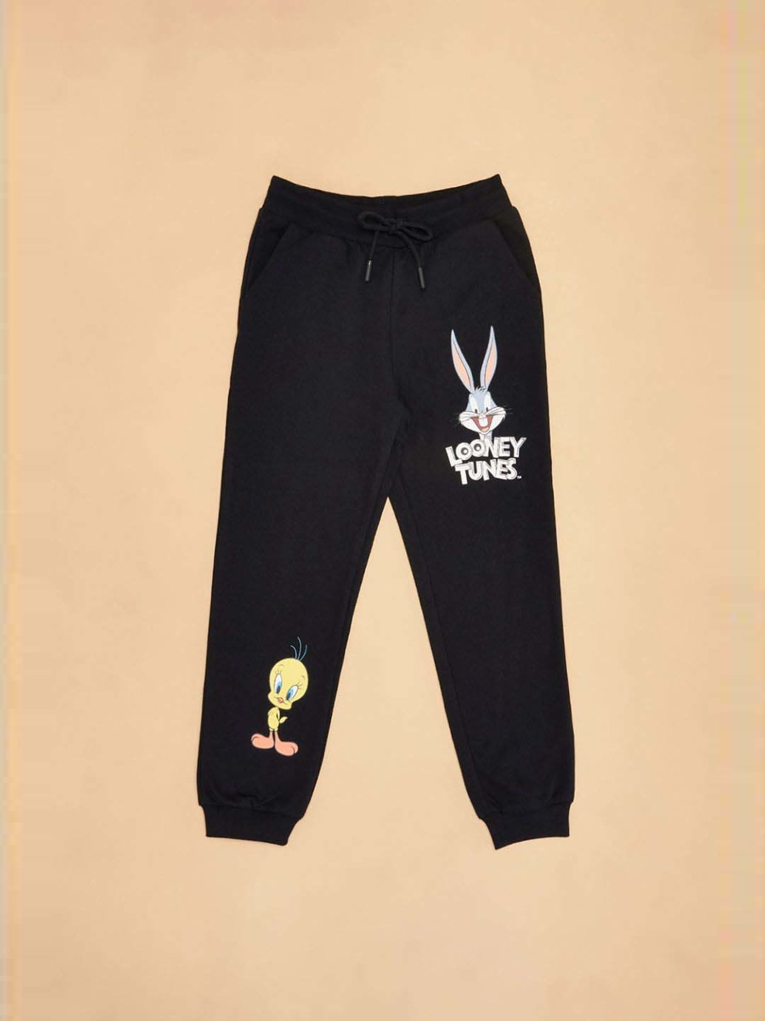 Pantaloons Junior Kids Jet Black Cotton Regular Fit Jogger