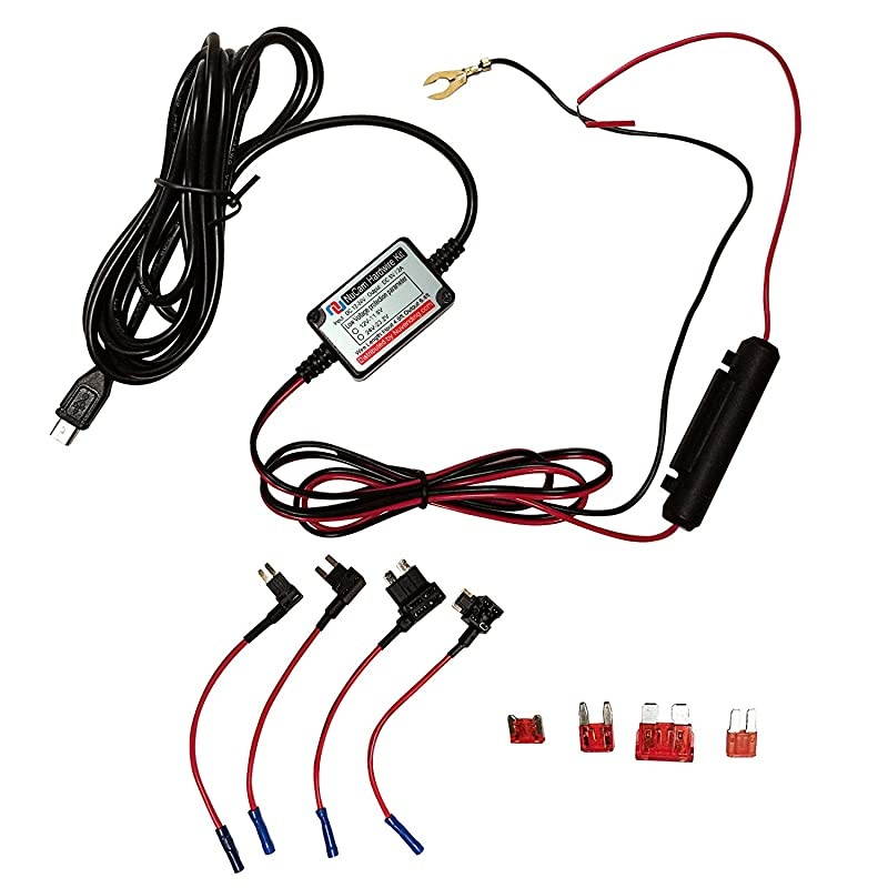 Micro USB & Mini USB Dash Cam &Type-C Hardwire Kit w. Mini(ACS)/LP Mini(ACN)/ATO(ATC or ACU)/Micro2(ACZ) Fuse, Micro to Mini/USB-C Port Adapters & 11.9V Real Battery Drain Protection