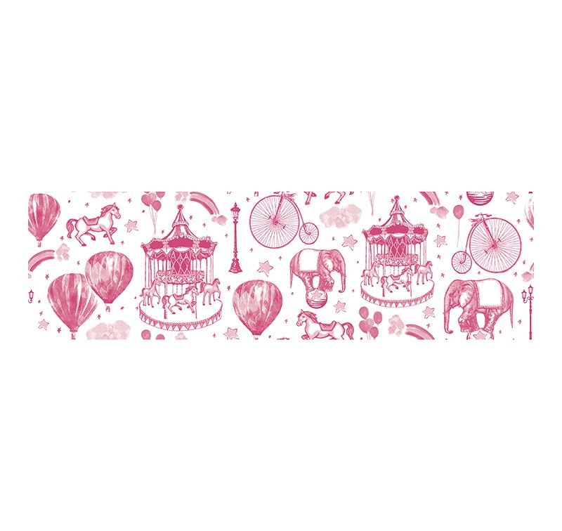 Tempaper Kids' Carnival Toile Self-Adhesive Removable Borders Wallpaper Pink