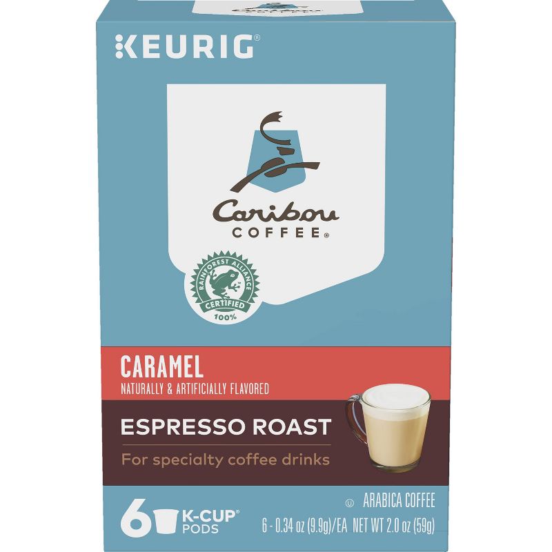 Caribou Coffee Caramel Espresso Roast Keurig K-Cup Coffee Pods - Dark Roast - 6ct