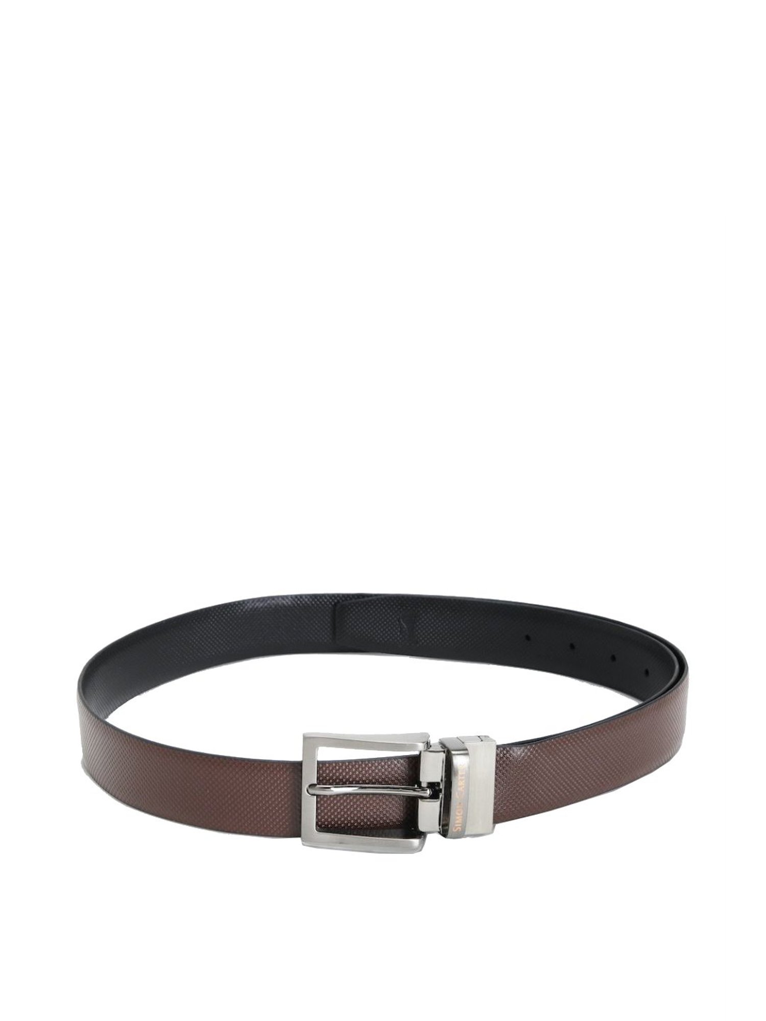 Simon Carter Black Leather Reversible Belt for Men