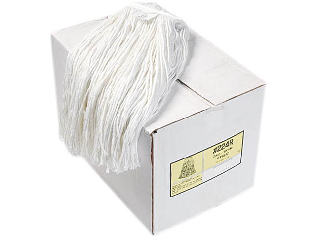 UNISAN 224RCT Premium Cut-End Wet Mop Heads, Rayon, 24-oz., White, 12/Carton