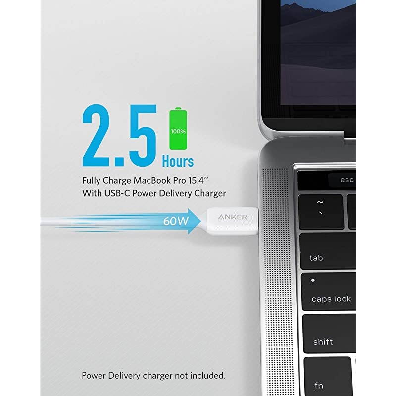 USB C Cable 60W 10ft  Powerline III USBC to USBC Cable 20 USB C Charger Cable for MacBook Pro 2020 iPad Pro 2020 iPad Air 4 Switch Galaxy S20 Plus S9 S8 Plus Pixel and More White