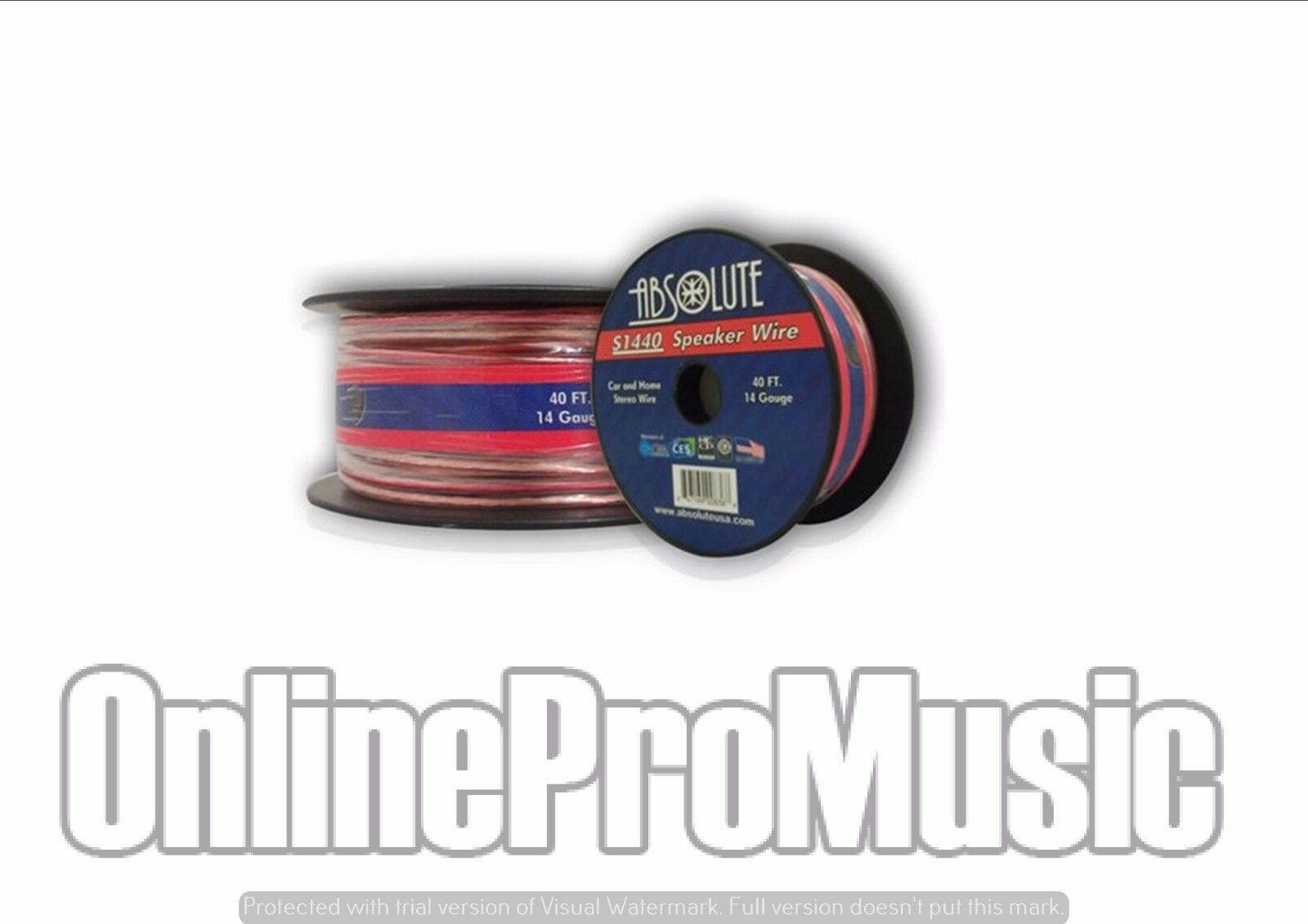 Absolute S1440 40-Feet 14 Gauge Car and Home Stereo Clear Speaker Wire